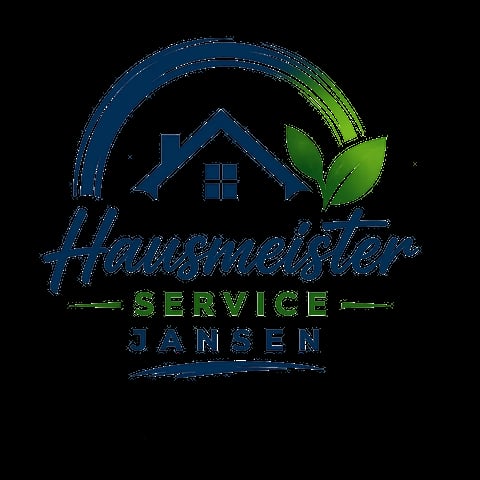 Hausmeister Service Jansen logo with house icon, circular design, and green leaf symbol